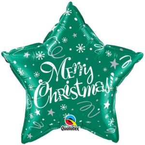 Ballon Alu 50cm « Merry Christmas! » Vert festif – Qualatex