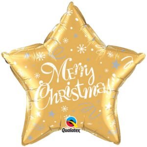 Ballon Alu 50cm « Merry Christmas! » Festive Gold – Qualatex