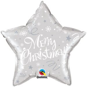 Ballon Alu 50cm « Merry Christmas! » Argent festif – Qualatex