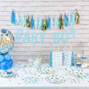 Confetti Blue White & Gold – Qualatex