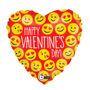 Ballon Alu 45cm « Happy Valentine’s Day ! » Emoji – Grabo
