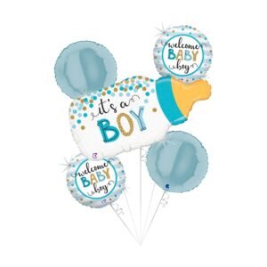 Set de Ballons Naissance Confetti Biberon Bleu – Grabo